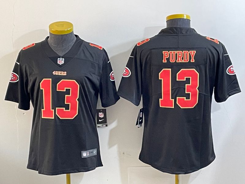 Women San Francisco 49ers #13 Purdy Black Gold 2024 Nike Vapor Limited NFL Jersey style 12023